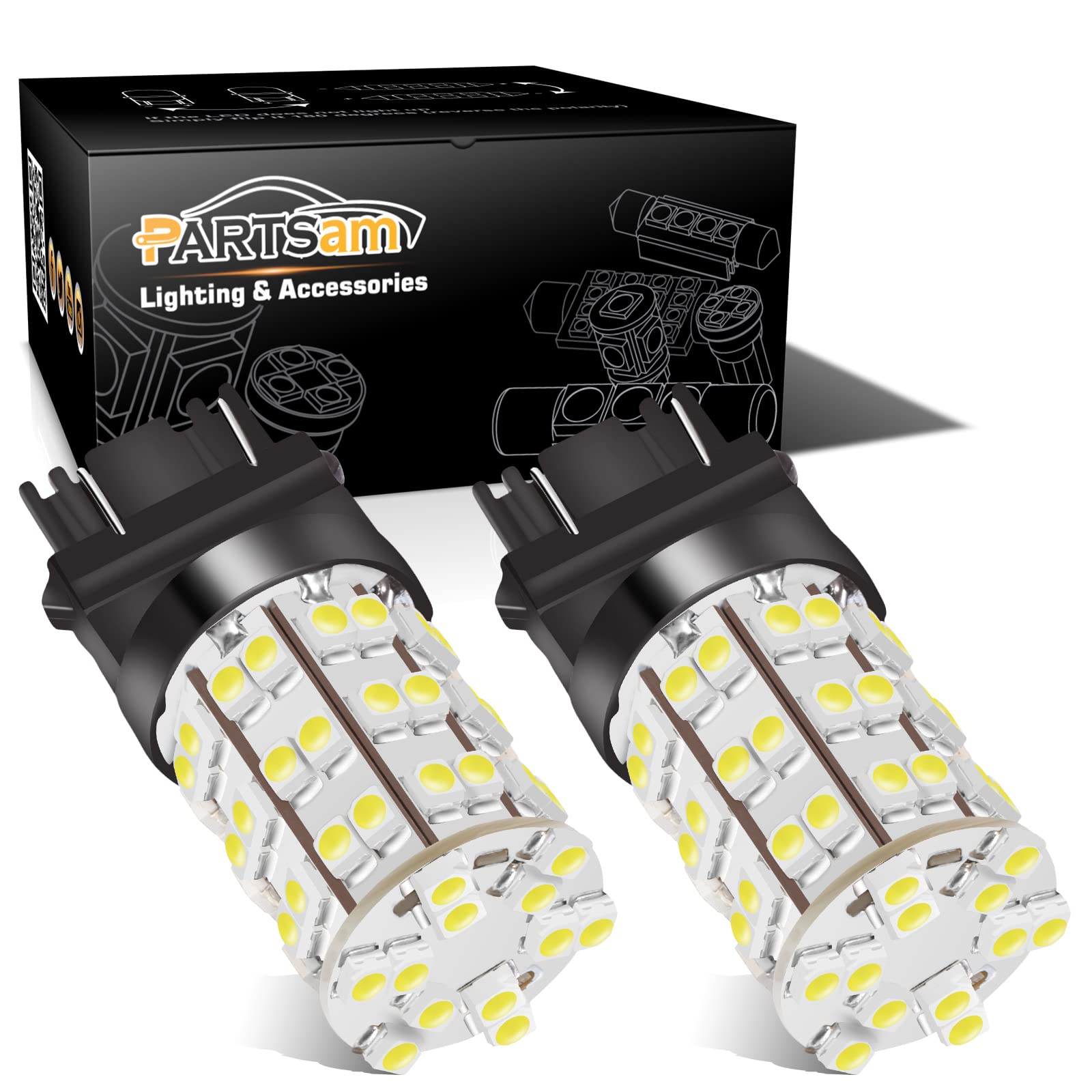 3157 3156 4114 Daytime Running Light Bulbs Drl Driving Light 60Led 3528-Smd 6000K Xenon White Ultra Bright Car Led Bulbs (Pack Of 2)
